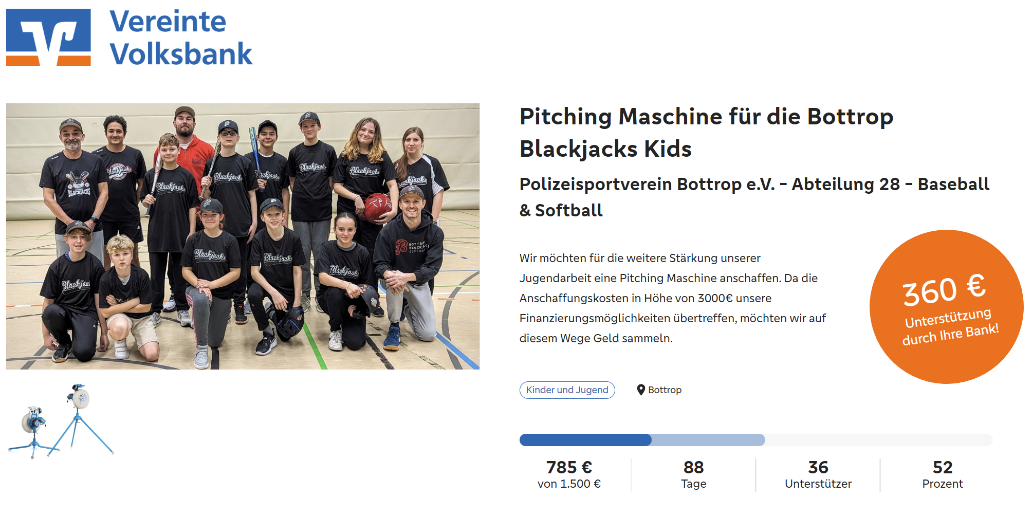 Crowdfunding für eine Pitching Maschine