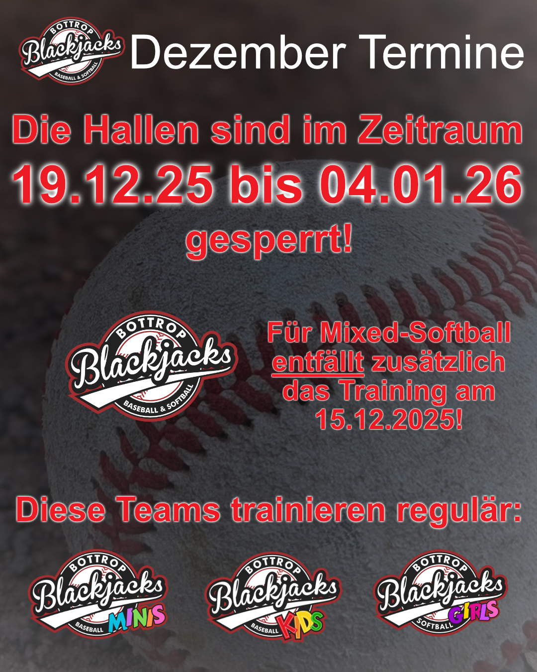 Hallensperrungen vom 19.12.2025 bis 04.01.2026