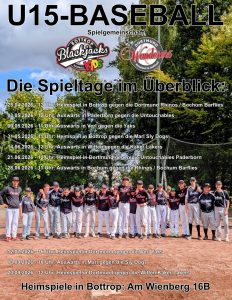 Mehr über den Artikel erfahren Spielplan der U15-Baseball-Mannschaft
